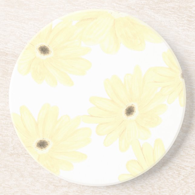 Tranquil Morning Yellow Flowers  Coaster (Front)