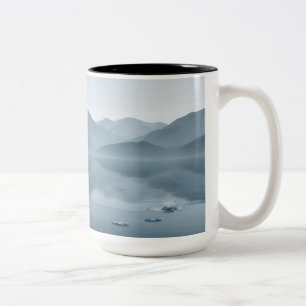 Tranquil Mountain Lakes with Water Lilies Two-Tone Coffee Mug