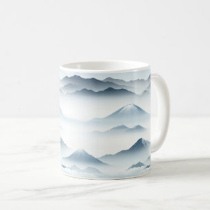 Tranquil Mountains Snow Blue White Scene Coffee Mug