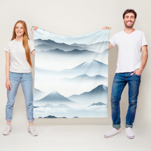 Tranquil Mountains Snow Blue White Scene Fleece Blanket