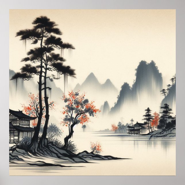 Tranquil Mountainscape Poster (Front)