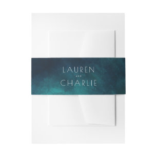 Tranquil Navy Teal Gradient Invitation Belly Band