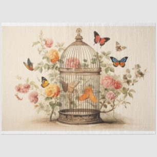 Tranquil Oasis: Birdcage Decoupage Tissue Paper