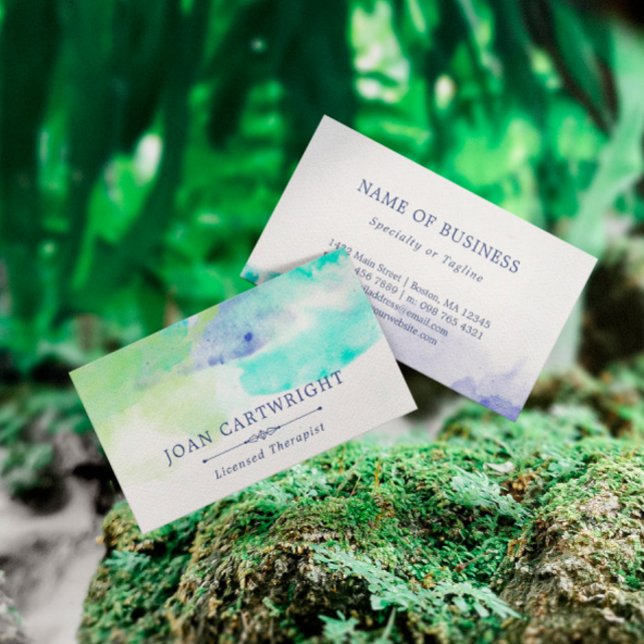 Tranquil Ocean Watercolor Business Card (Creator Uploaded)