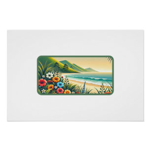 Tranquil Paradise Bloom: Scenic Coastal Bliss Poster