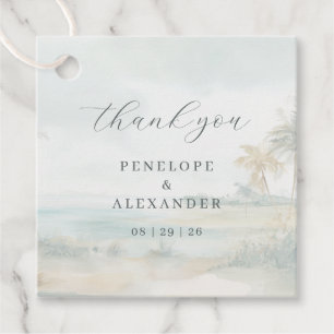 Tranquil Pastel Beach Scene Favour Tags