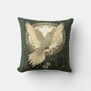 Tranquil Peace Dove And Nature Illustration Cushion
