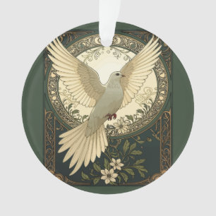 Tranquil Peace Dove And Nature Illustration Ornament