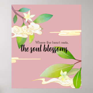 Tranquil Pink Flower Wall Art with Editable Text