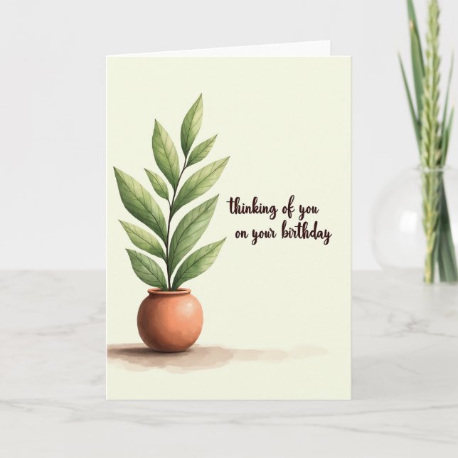 Tranquil Plant Birthday Card (Front)