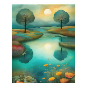 Tranquil Pond at Sunset Photo Print