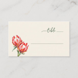 Tranquil Red Protea Floral Illustration Place Card