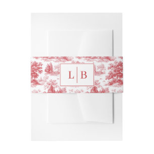 Tranquil Red Vintage Landscape Invitation Belly Band
