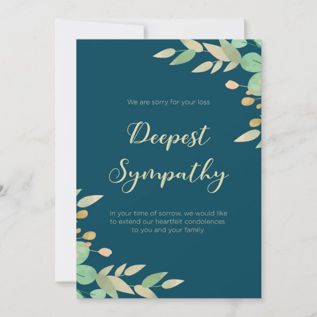 Tranquil Reflections Framed Leafy Green Sympathy  Invitation (Front)