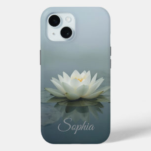 Tranquil Reverie – White Water Lily in Morning Mis iPhone 15 Case