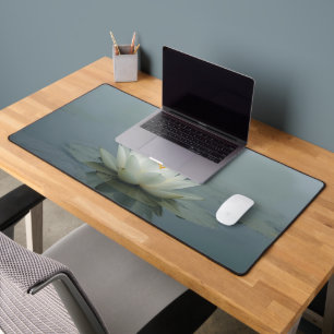 Tranquil Reverie – White Water Lily in Morning Mis Desk Mat
