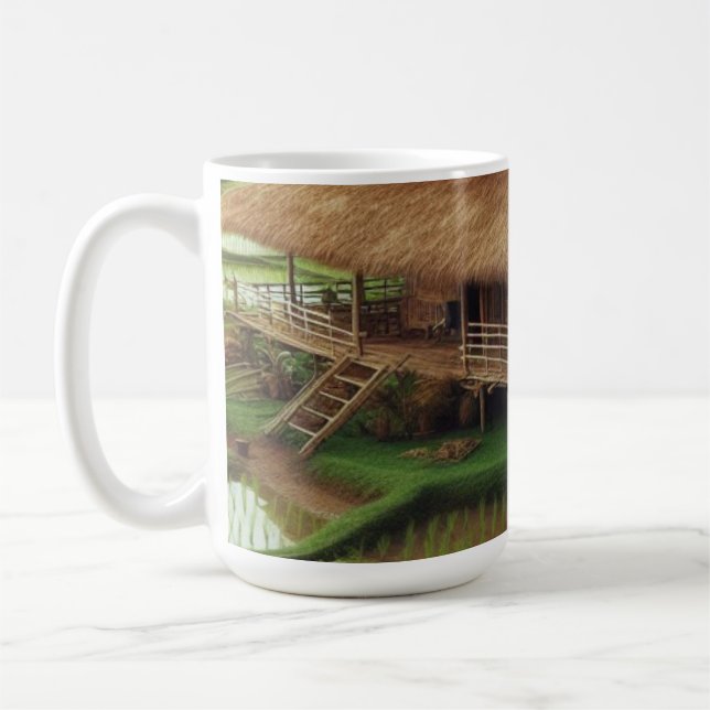 Tranquil Rice Terrace Landscape Coffee Mug (Left)