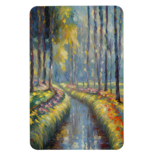 Tranquil River Path Impressionist Landscape Art Magnet