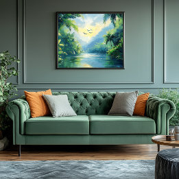 Tranquil River Winding Through Dense Jungle Canvas Print