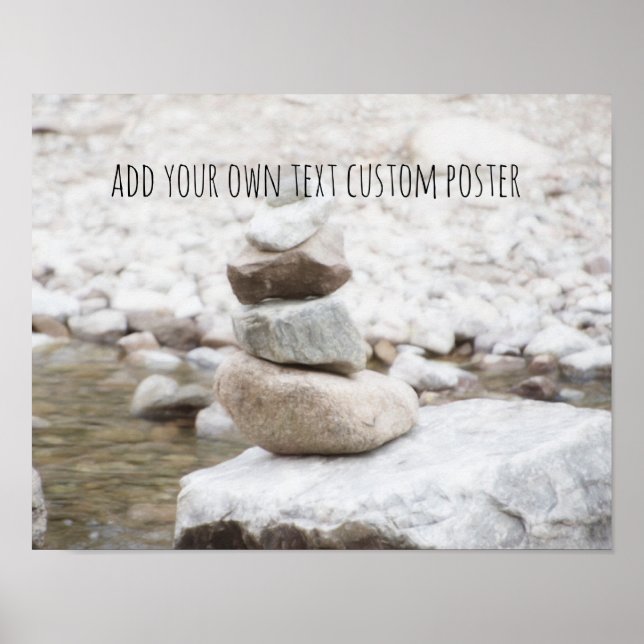 tranquil rock cairn photo add your text custom poster (Front)