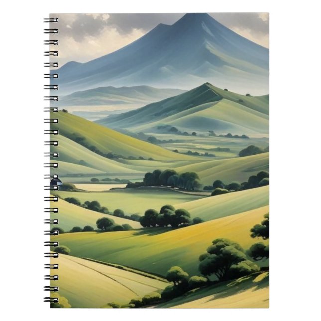 Tranquil Rolling Hills Landscape Art Notebook (Front)