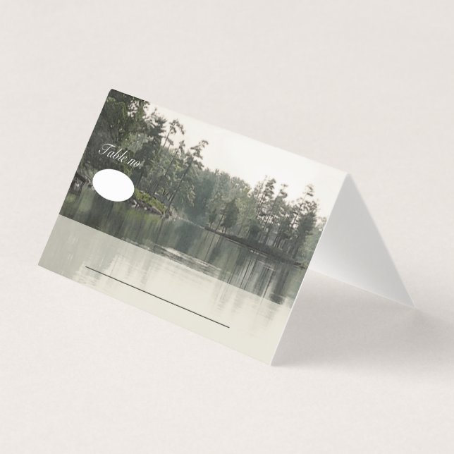 tranquil rustic lake evergreens reflection wedding (Front)