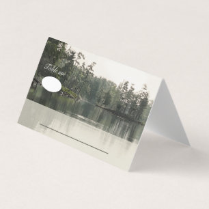 tranquil rustic lake evergreens reflection wedding