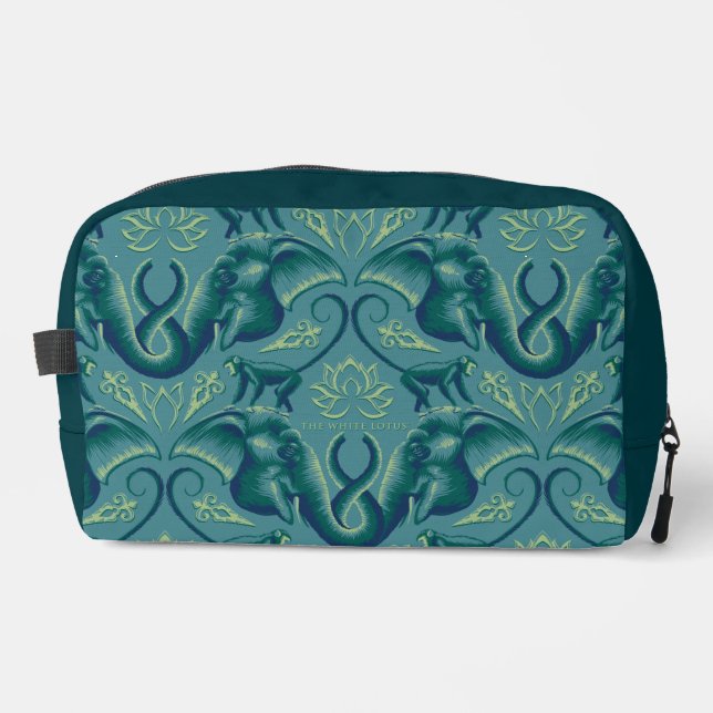 Tranquil Safari Tapestry Pattern - The White Lotus Dopp Kit (Front)