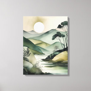 Tranquil Sage Serenity: Minimalist Boho Harmony Canvas Print