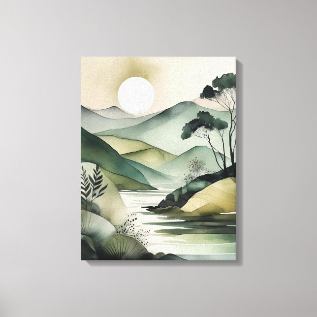 Tranquil Sage Serenity: Minimalist Boho Harmony Canvas Print (Front)