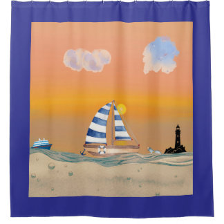  Tranquil Sea Sunset Shower Curtain