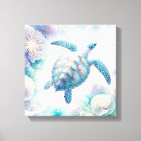 Tranquil Sea Turtle Art Canvas Prints