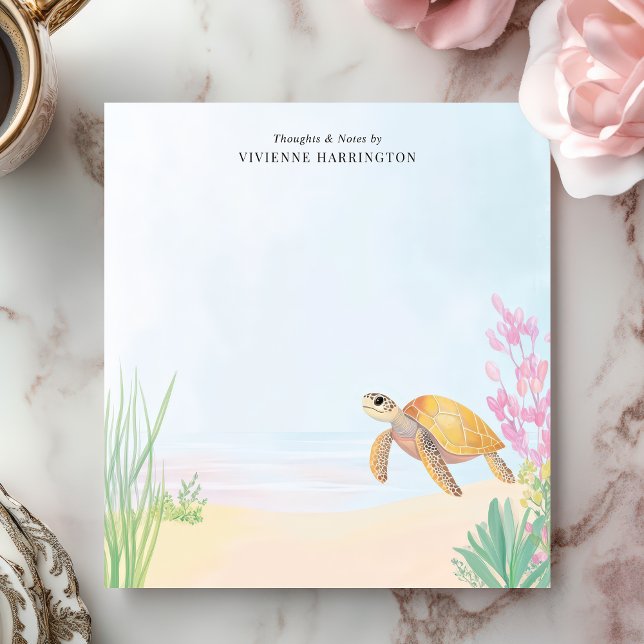 Tranquil Sea Turtle Ocean Watercolor Personalised Notepad (Creator Uploaded)