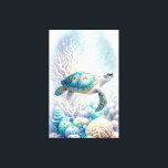 Tranquil Sea Turtle Wall Art<br><div class="desc">Step into a serene underwater world with this enchanting sea turtle wall art, exclusively from Do Tell A Belle. Captured in a mesmerising dance among whimsical underwater botanicals, this artwork is painted in soothing pastel hues of green, turquoise, blue, lavender, and pale yellow, evoking the peaceful beauty of the ocean's...</div>