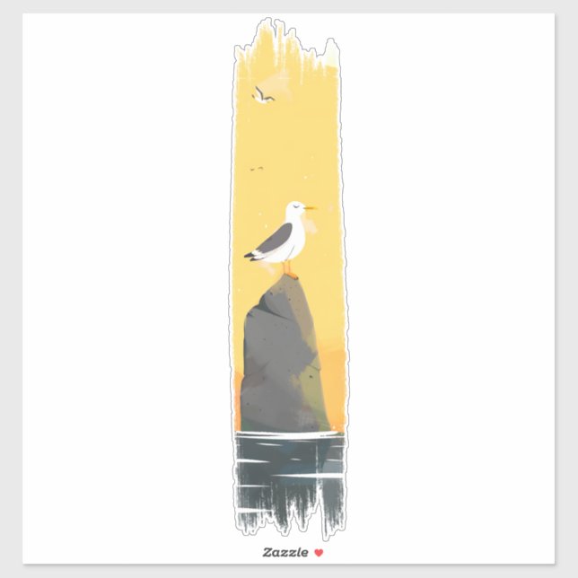 Tranquil Seagull Brushstroke Paint (Sheet)