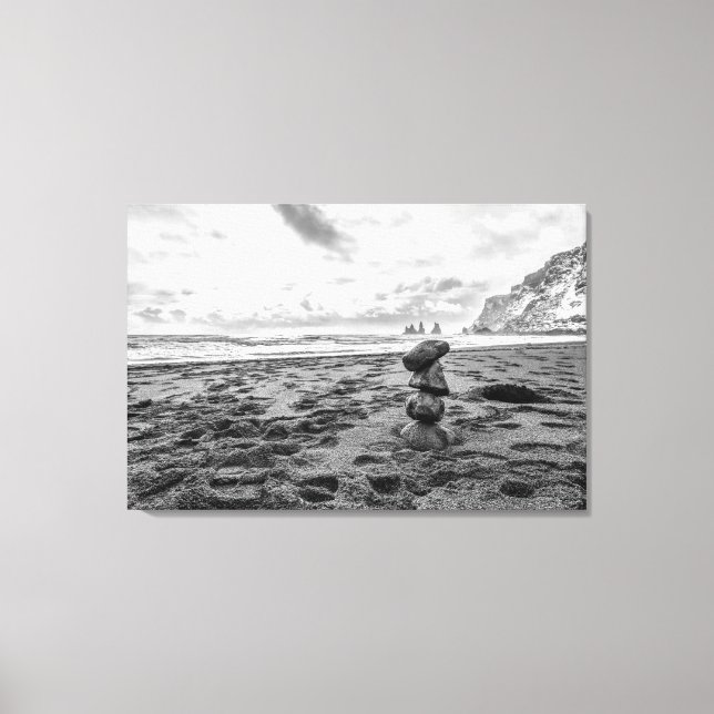 Tranquil Serenity: Beach Cairn Canvas Print (Front)
