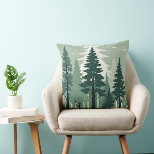 Tranquil Silhouette Forest Cushion