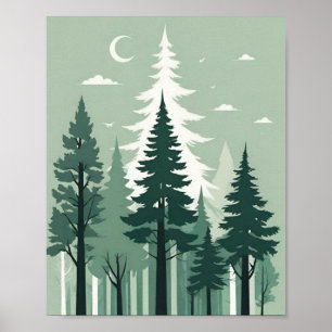 Tranquil Silhouette Forest Poster