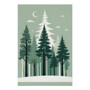 Tranquil Silhouette Forest Poster
