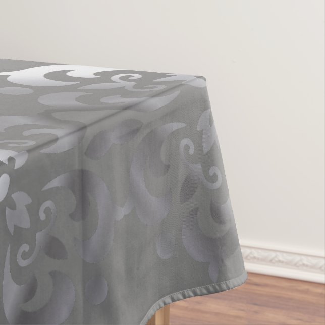 Tranquil Silver & Grey Monogram | Tablecloth (In Situ)