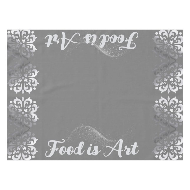 Tranquil Silver & Grey Monogram | Tablecloth (Front (Horizontal))