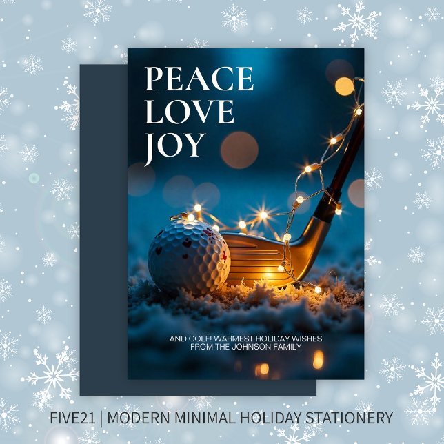 Tranquil Snowy Night Golf Christmas Holiday Card (Creator Uploaded)