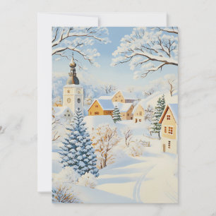 Tranquil Snowy Village Christmas Card