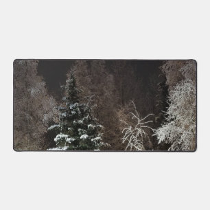Tranquil Snowy Woodland Scene Desk Mat