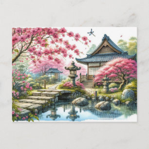 Tranquil Spring Japanese Garden Postcard