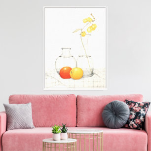 Tranquil Still Life with Blossoms and Fruit Canvas Print