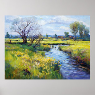 Tranquil Summer Stream in the Havelland Landscape Poster