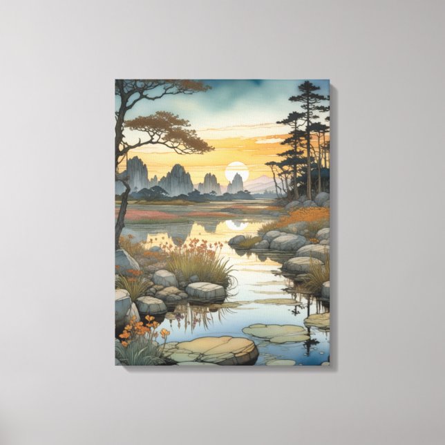 Tranquil Sunset Lake Canvas Print (Front)