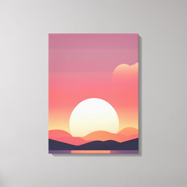 Tranquil Sunset Lake View Canvas Print (Front)