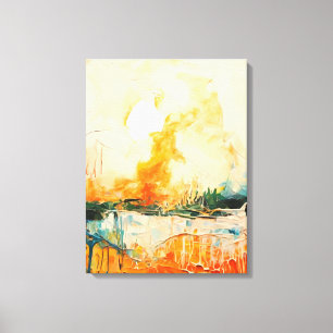 Tranquil Sunset Over Lakeside Serenity Canvas Print